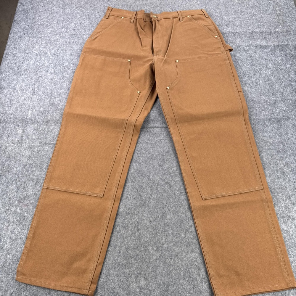 Carhartt Pants Mens 40x34 Brown Made in USA Firm Duck Double Front Work B01-M